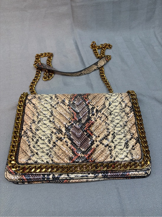 Aldo Handbags - Aldo crossbody brown/orange/ cream faux snake skin pattern with chain